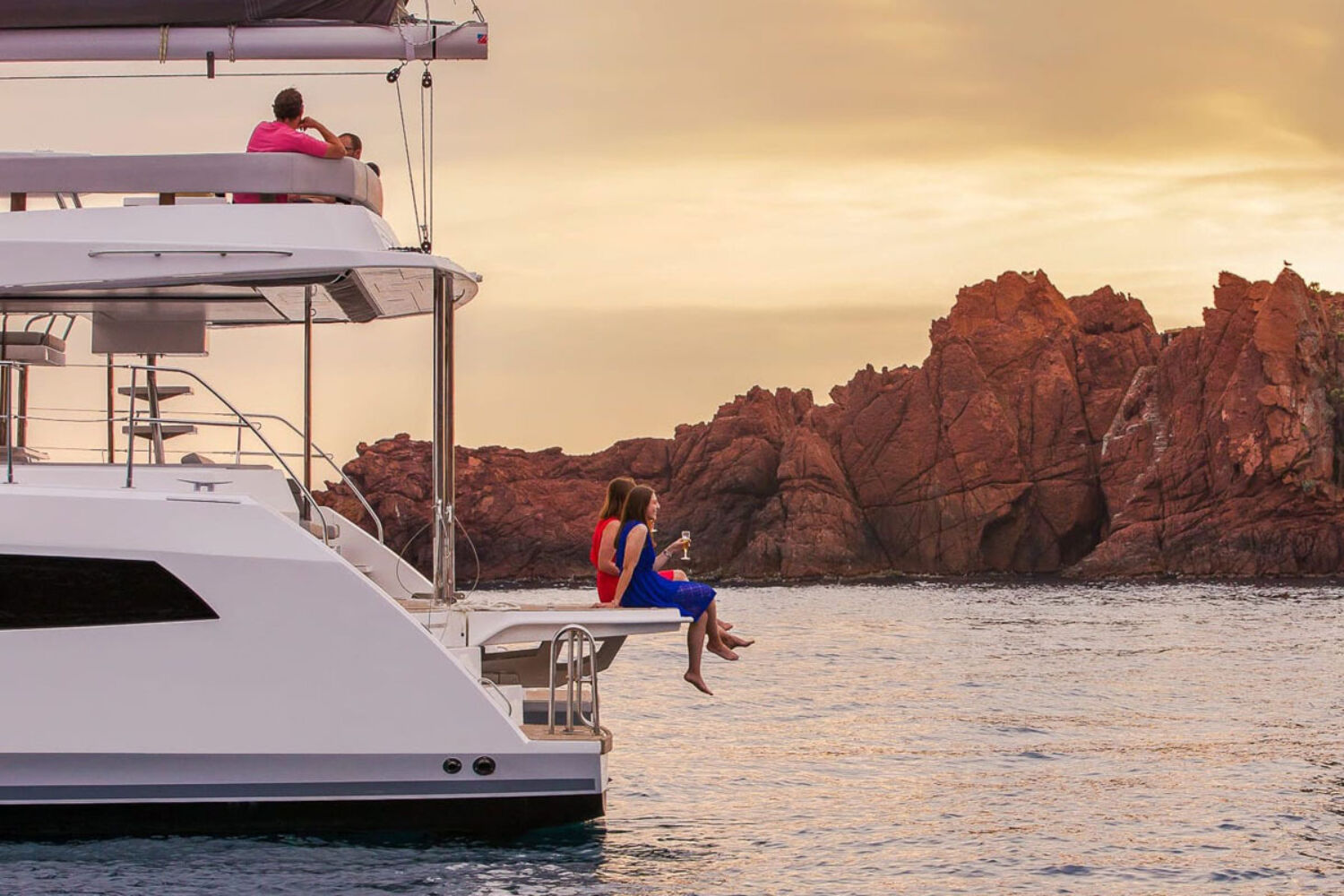 Eclipse Expeditions Leopard 50 catamaran sunset drinks