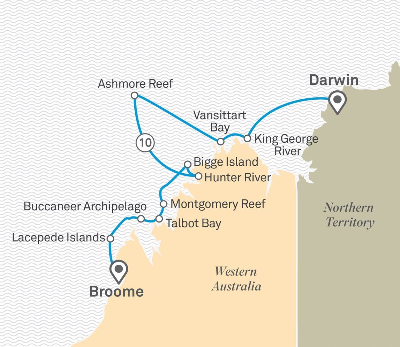 Scenic Eclipse Kimberley Cruise Map 10 night Darwin Broome
