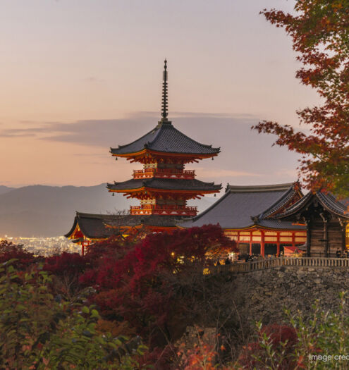 Kyoto City Kiyomizudera Temple evening