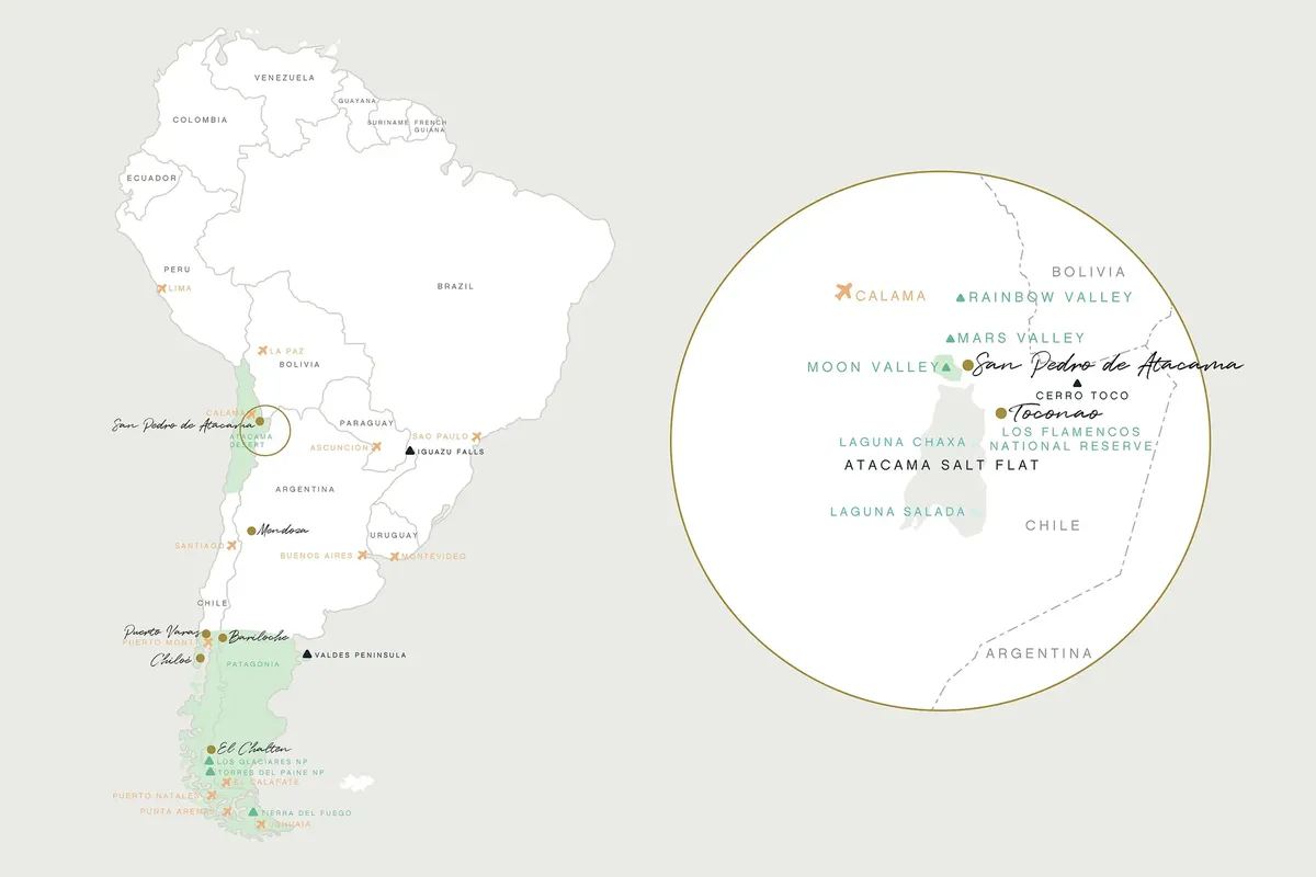 WIL MAP SOUTH AMERICA Atacama Desert