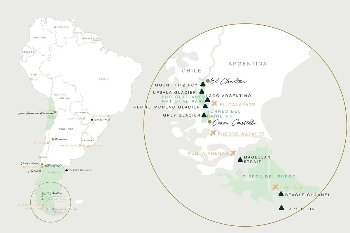 WIL MAP SOUTH AMERICA Southern Patagonia