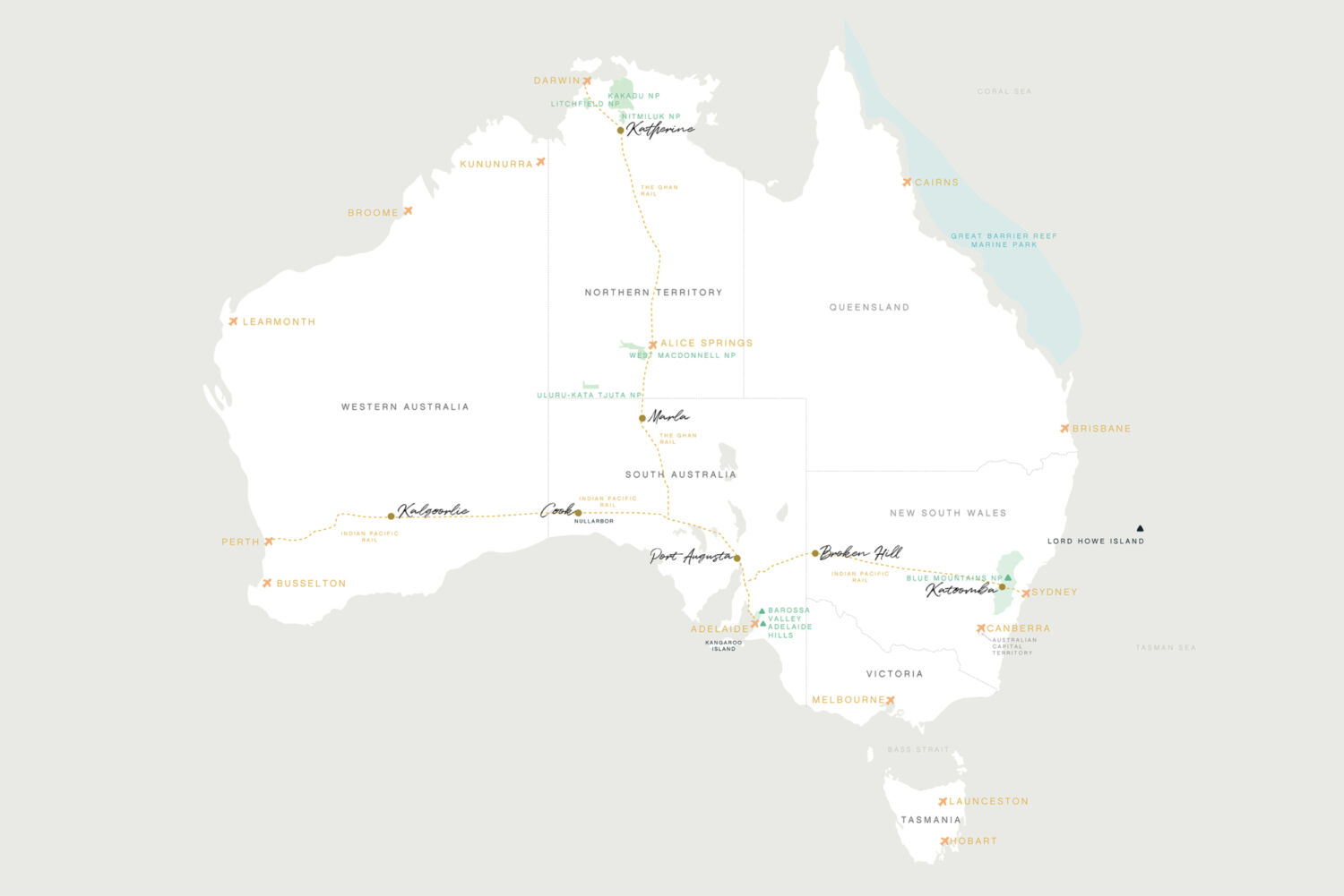 WIL MAP AUSTRALIA INDIAN PACIFIC GHAN