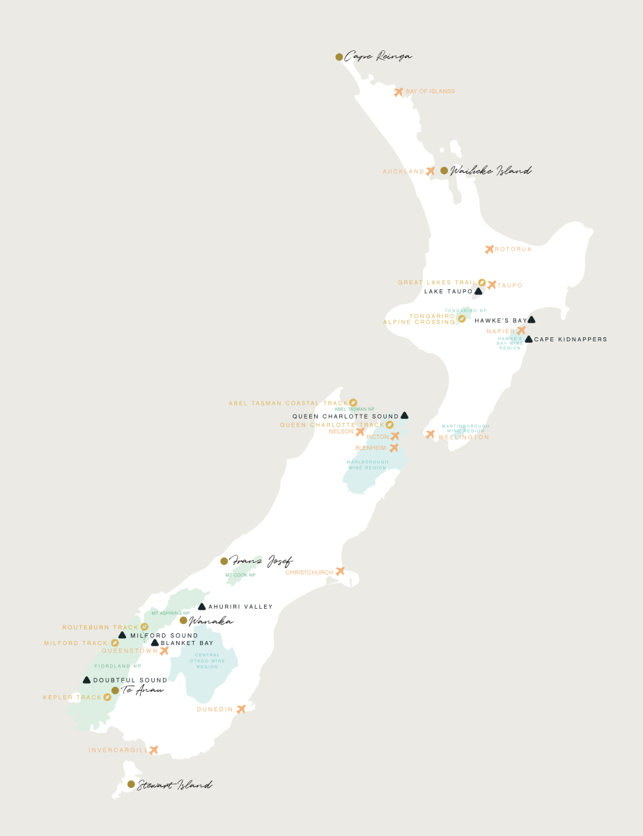 New Zealand Map Walk into Luxury