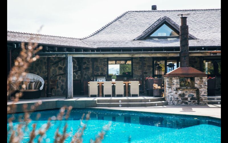 Mahu Whenua outdoor dining terrace pool