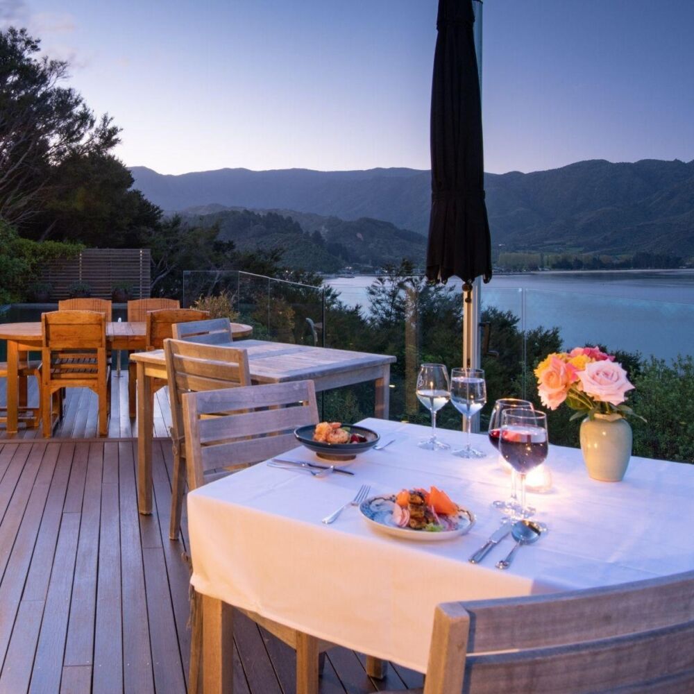 Terrace at Split Apple Retreat, Abel Tasman National Park