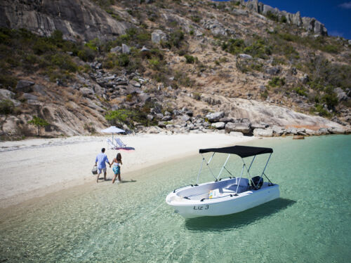 Lizard Island Great Barrier Reef Dingy Couple Beach