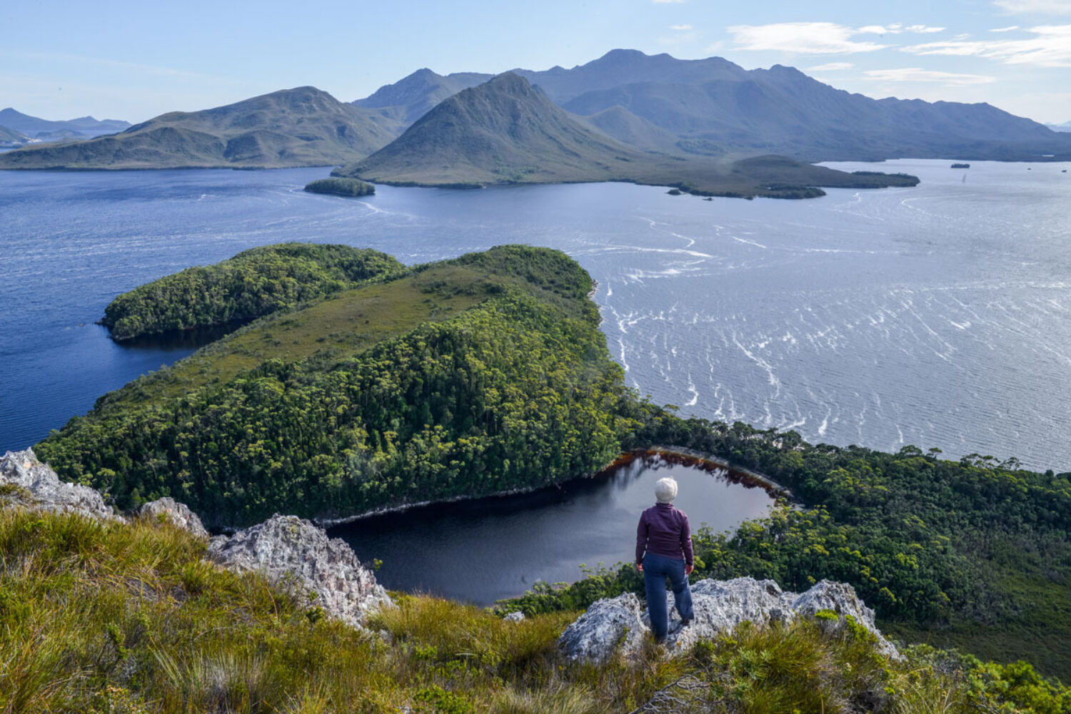 On Board View from Balmoral Hill across Port Davey