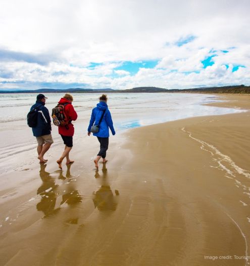 Bruny Island Long Weekend beach walkers