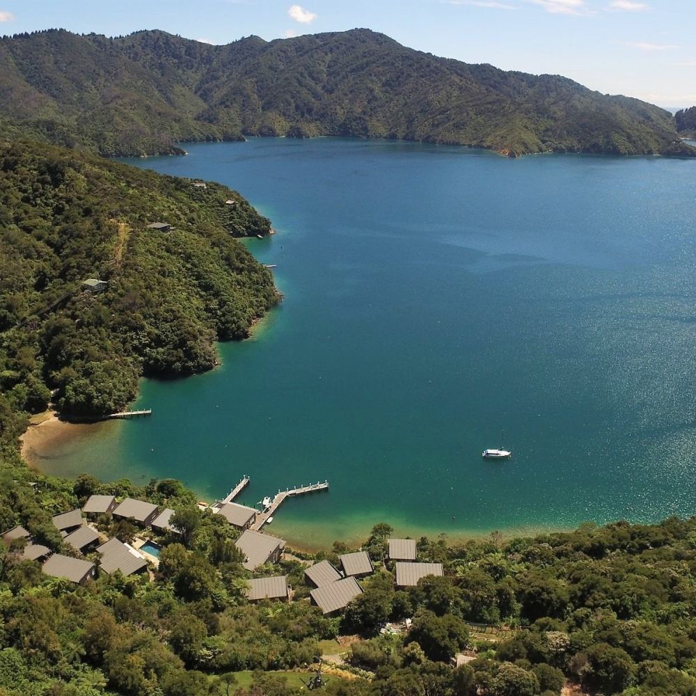 BAY OF MANY COVES LODGE QUEEN CHARLOTTE SOUND aerial