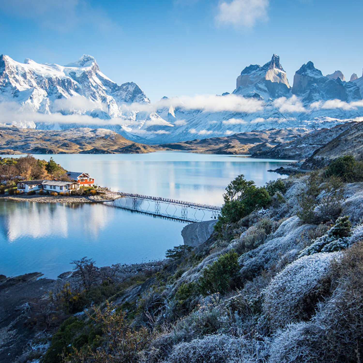 Winter in Patagonia Snow at Pehoe Lake Torres del Paine NP Patagonia Chile