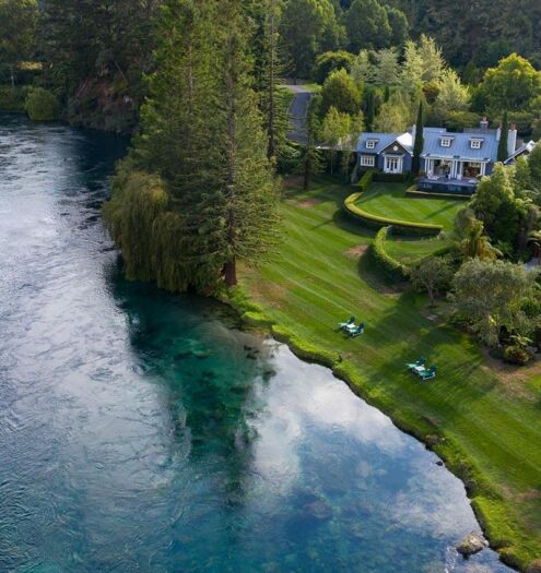 Huka Lodge aerial Waikato River