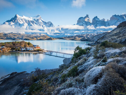 Winter in Patagonia Snow at Pehoe Lake Torres del Paine NP Patagonia Chile